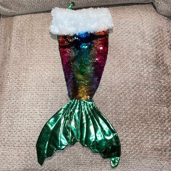 Christmas Stocking Mermaid Sequined Very Colorful Measurements 22” x 9” - Picture 1 of 8